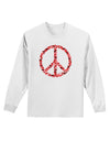 Peace Sign Hearts Red Adult Long Sleeve Shirt-Long Sleeve Shirt-TooLoud-White-Small-Davson Sales