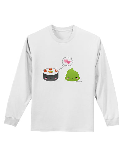 Cute Sushi and Wasabi Love Adult Long Sleeve Shirt by TooLoud-Long Sleeve Shirt-TooLoud-White-Small-Davson Sales