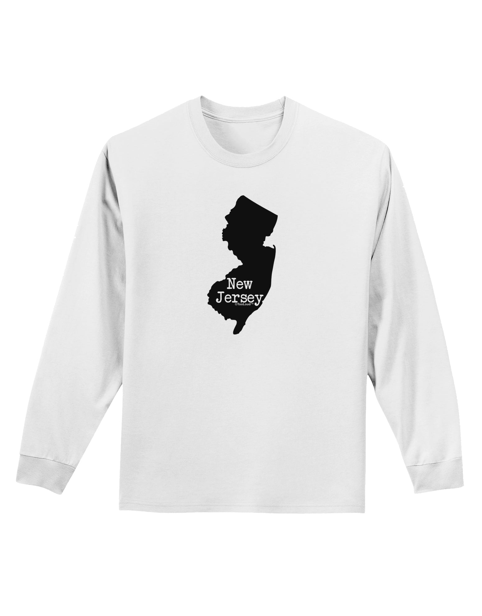 New Jersey - United States Shape Adult Long Sleeve Shirt by TooLoud-Long Sleeve Shirt-TooLoud-White-Small-Davson Sales