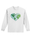 TooLoud World Globe Heart Adult Long Sleeve Shirt-Long Sleeve Shirt-TooLoud-White-Small-Davson Sales