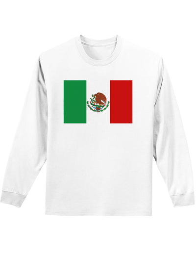 Mexican Flag Adult Long Sleeve Shirt-Long Sleeve Shirt-TooLoud-White-Small-Davson Sales