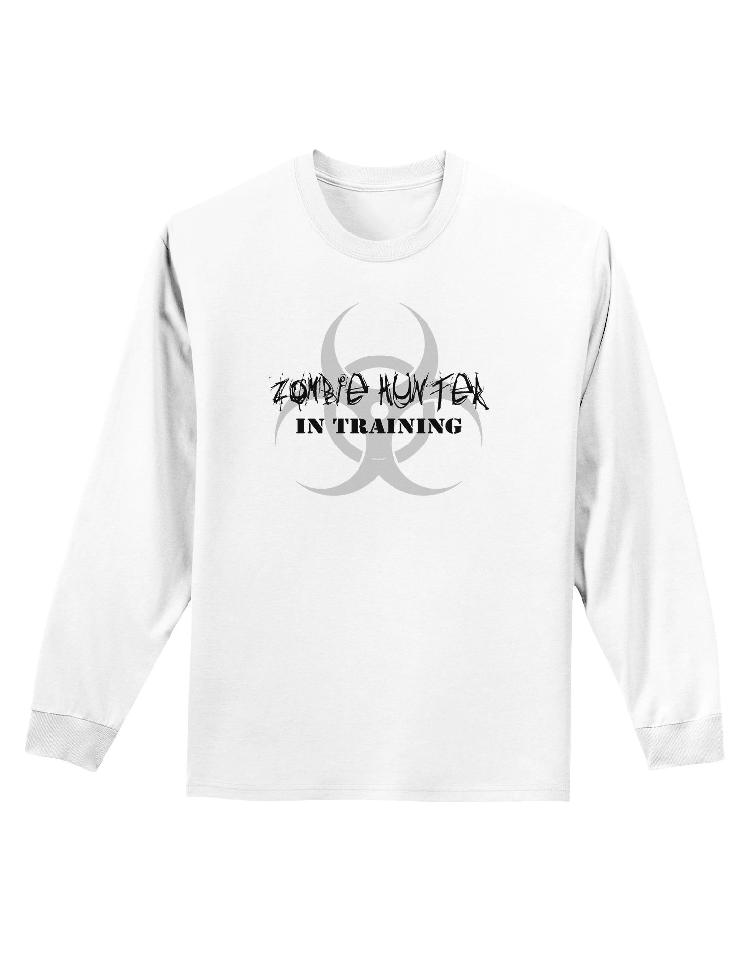 Zombie Hunter in Training - Biohazard Adult Long Sleeve Shirt-Long Sleeve Shirt-TooLoud-White-Small-Davson Sales