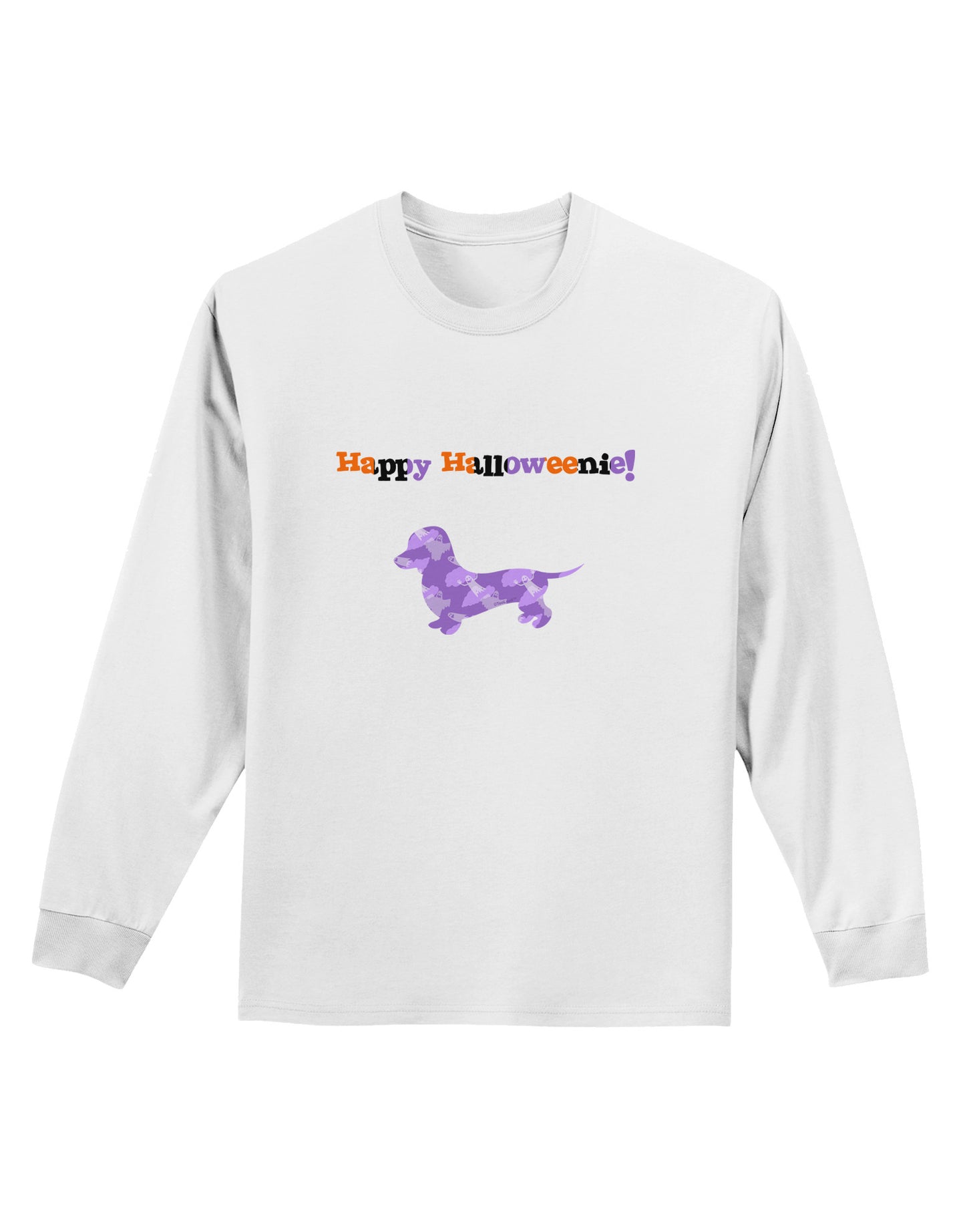 Happy Halloweenie Doxie Dog Halloween Adult Long Sleeve Shirt-Long Sleeve Shirt-TooLoud-White-Small-Davson Sales