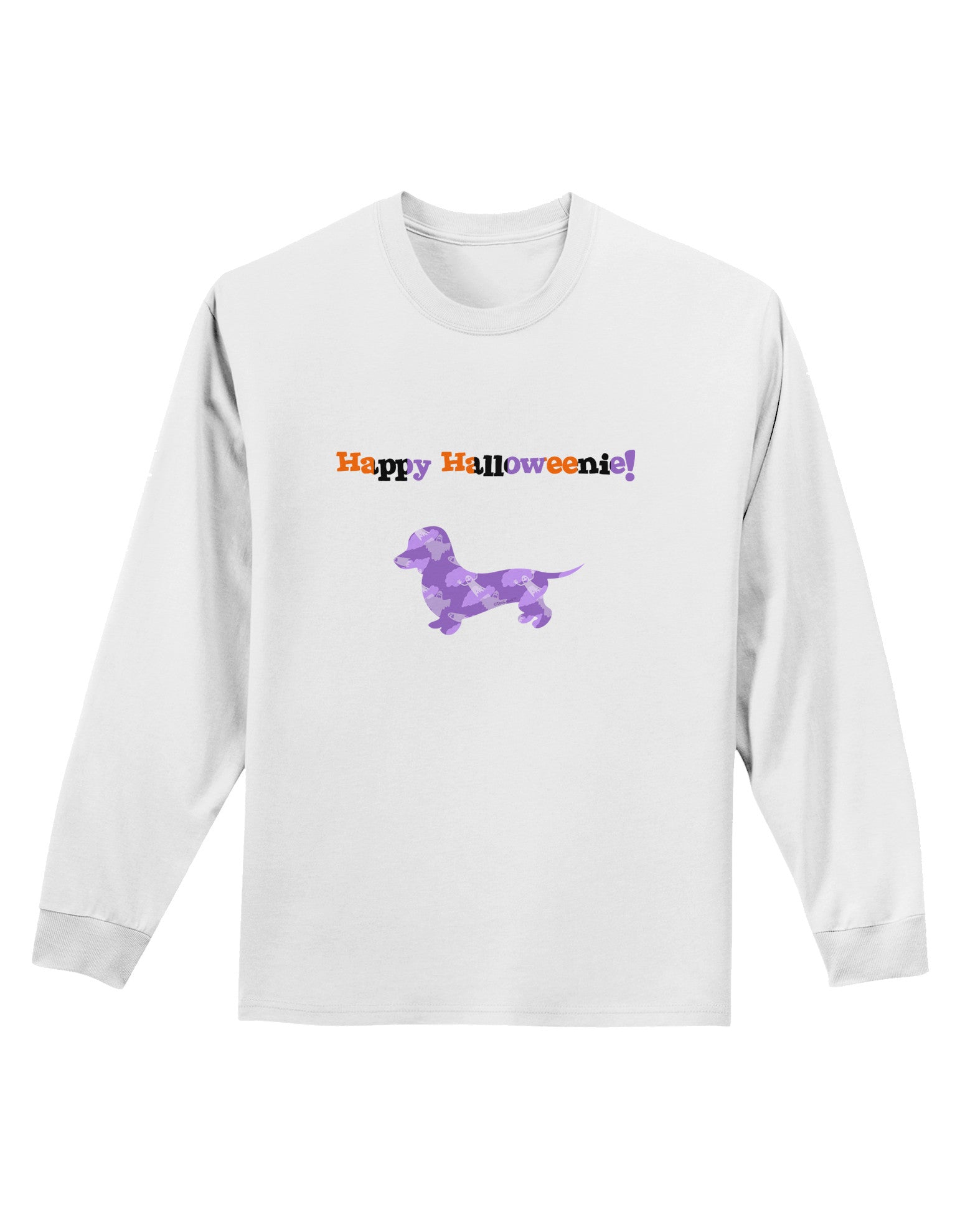 Happy Halloweenie Doxie Dog Halloween Adult Long Sleeve Shirt-Long Sleeve Shirt-TooLoud-White-Small-Davson Sales