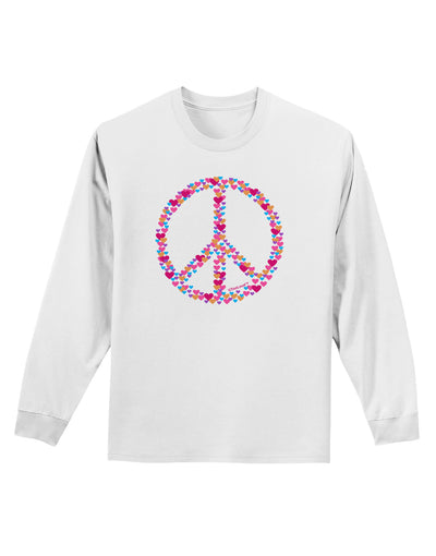 Peace Sign Hearts Adult Long Sleeve Shirt-Long Sleeve Shirt-TooLoud-White-Small-Davson Sales