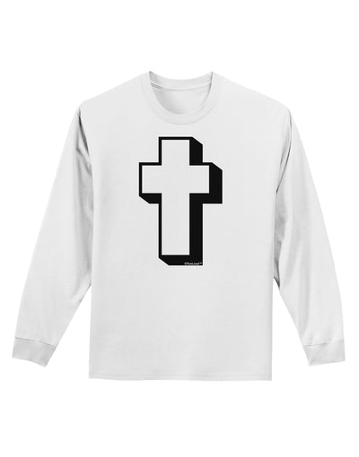 Simple Cross Design Black Adult Long Sleeve Shirt by TooLoud-Long Sleeve Shirt-TooLoud-White-Small-Davson Sales