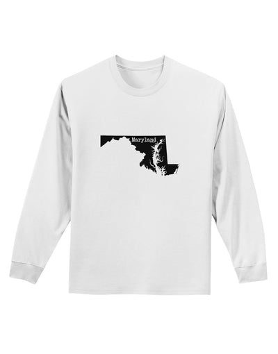 Maryland - United States Shape Adult Long Sleeve Shirt by TooLoud-Long Sleeve Shirt-TooLoud-White-Small-Davson Sales