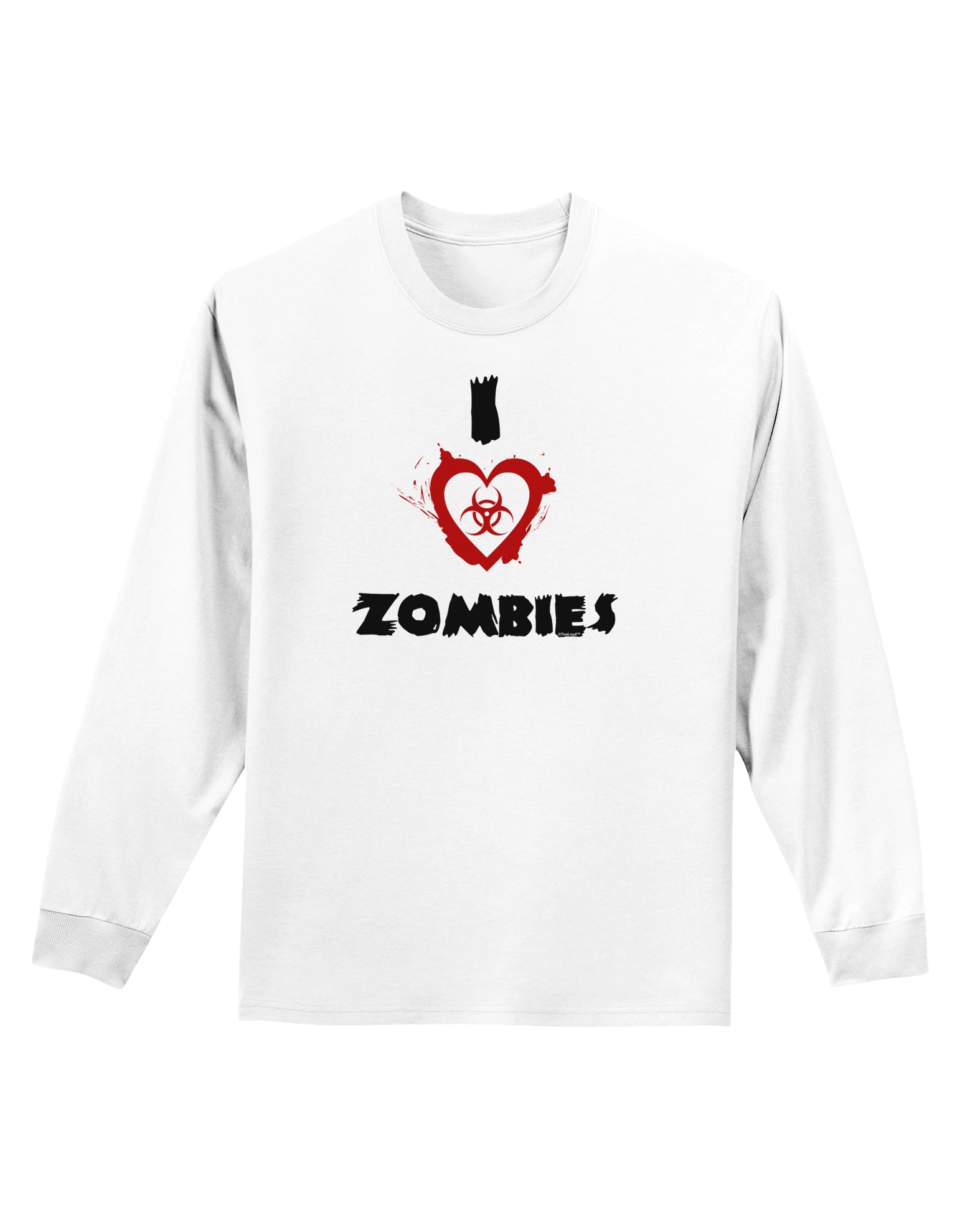 I Heart Zombies - Bio Hazard Heart Adult Long Sleeve Shirt-Long Sleeve Shirt-TooLoud-White-Small-Davson Sales