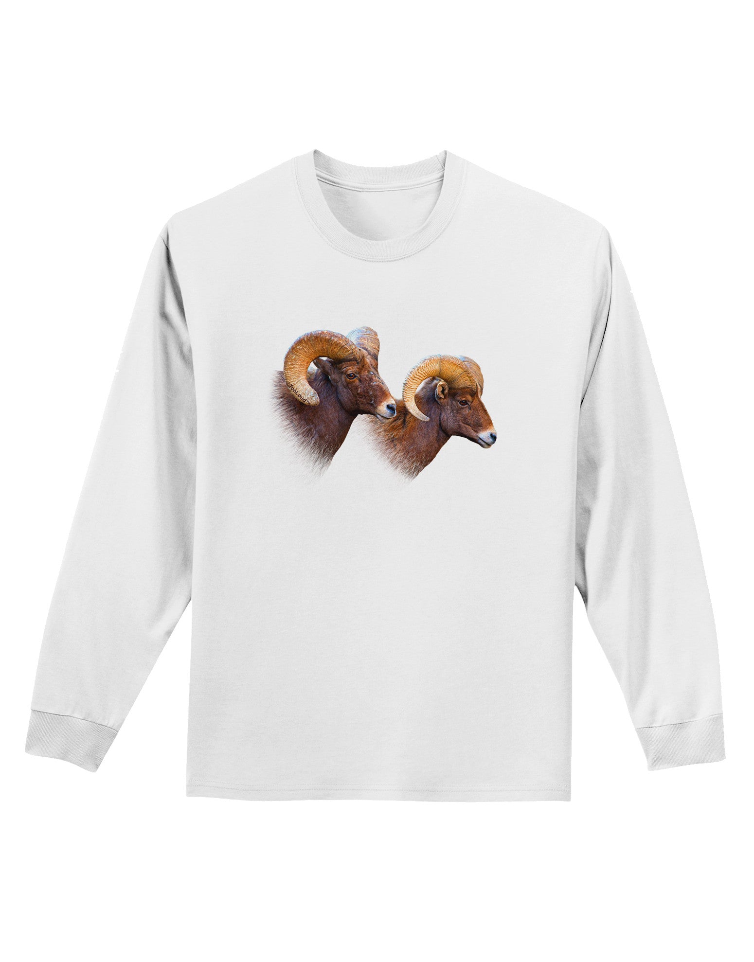 TooLoud Two Majestic Bighorn Rams Adult Long Sleeve Shirt-Long Sleeve Shirt-TooLoud-White-Small-Davson Sales