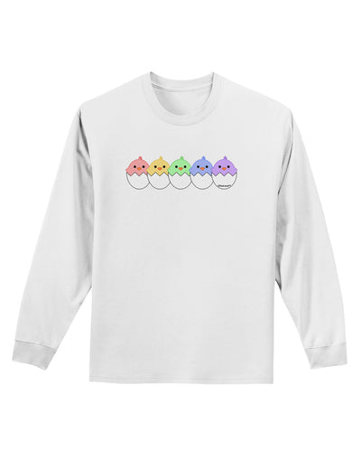 Cute Hatching Chicks Group #2 Adult Long Sleeve Shirt by TooLoud-Long Sleeve Shirt-TooLoud-White-Small-Davson Sales