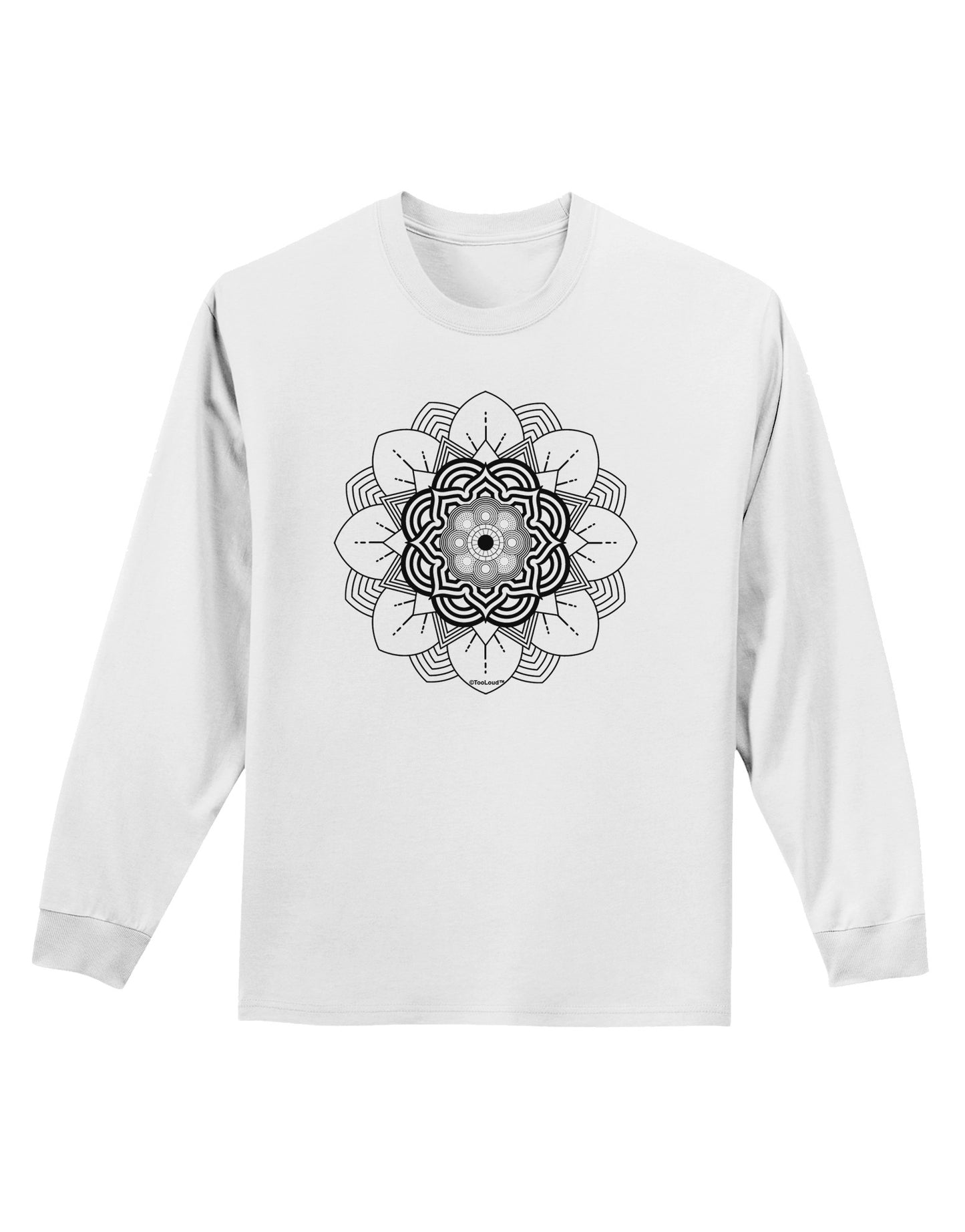 Mandala Coloring Book Style Adult Long Sleeve Shirt-Long Sleeve Shirt-TooLoud-White-Small-Davson Sales