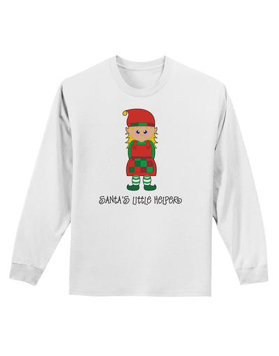 Santa's Little Helper Christmas Elf Girl Adult Long Sleeve Shirt-Long Sleeve Shirt-TooLoud-White-Small-Davson Sales