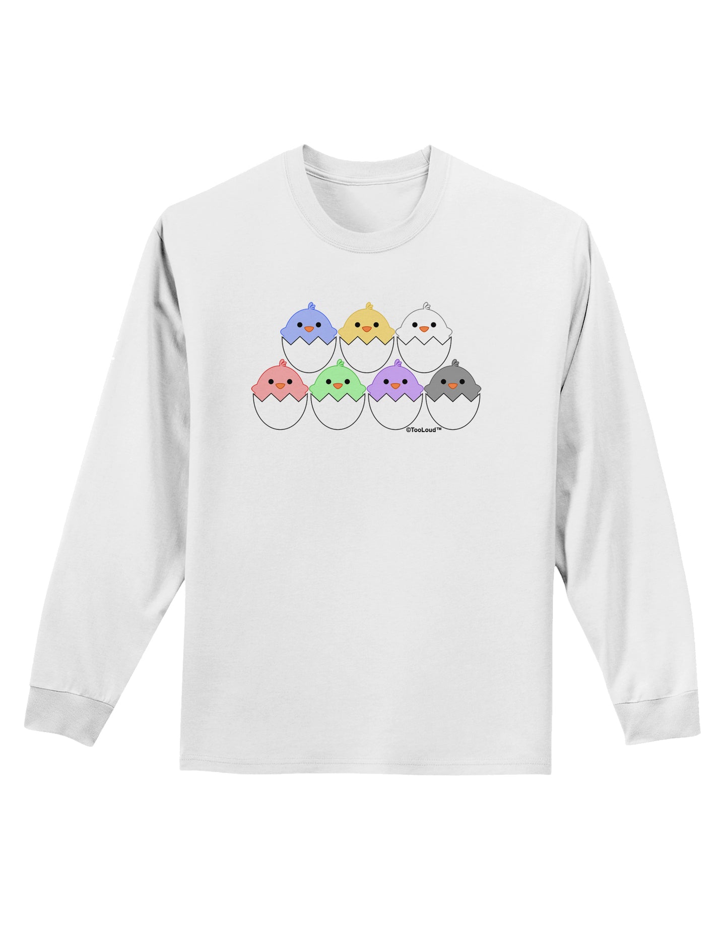 Cute Hatching Chicks Group Adult Long Sleeve Shirt by TooLoud-Long Sleeve Shirt-TooLoud-White-Small-Davson Sales