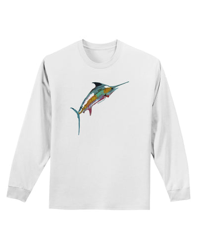 Colorful Vector Swordfish Adult Long Sleeve Shirt-Long Sleeve Shirt-TooLoud-White-Small-Davson Sales