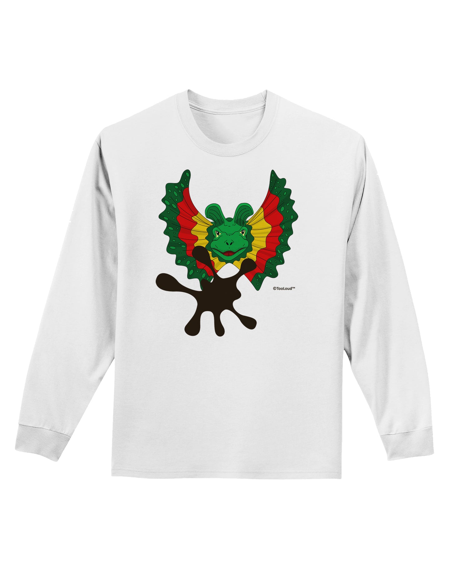 Dilophosaurus Design - Spit Adult Long Sleeve Shirt by TooLoud-Long Sleeve Shirt-TooLoud-White-Small-Davson Sales