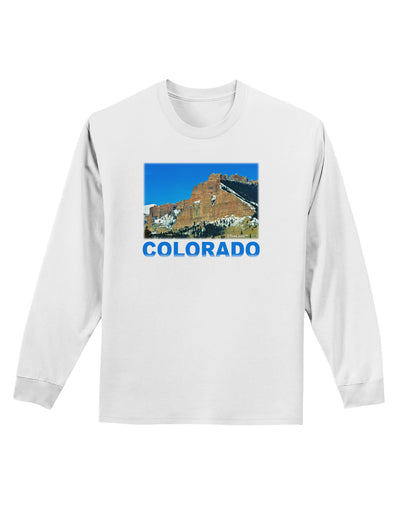 Colorado Snowy Mountains Text Adult Long Sleeve Shirt-Long Sleeve Shirt-TooLoud-White-Small-Davson Sales