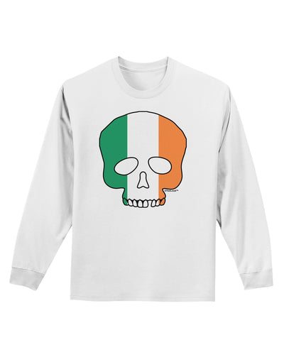 Skull Flag Ireland Adult Long Sleeve Shirt-Long Sleeve Shirt-TooLoud-White-Small-Davson Sales