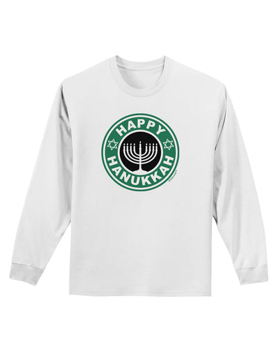 Happy Hanukkah Latte Logo Adult Long Sleeve Shirt-Long Sleeve Shirt-TooLoud-White-Small-Davson Sales