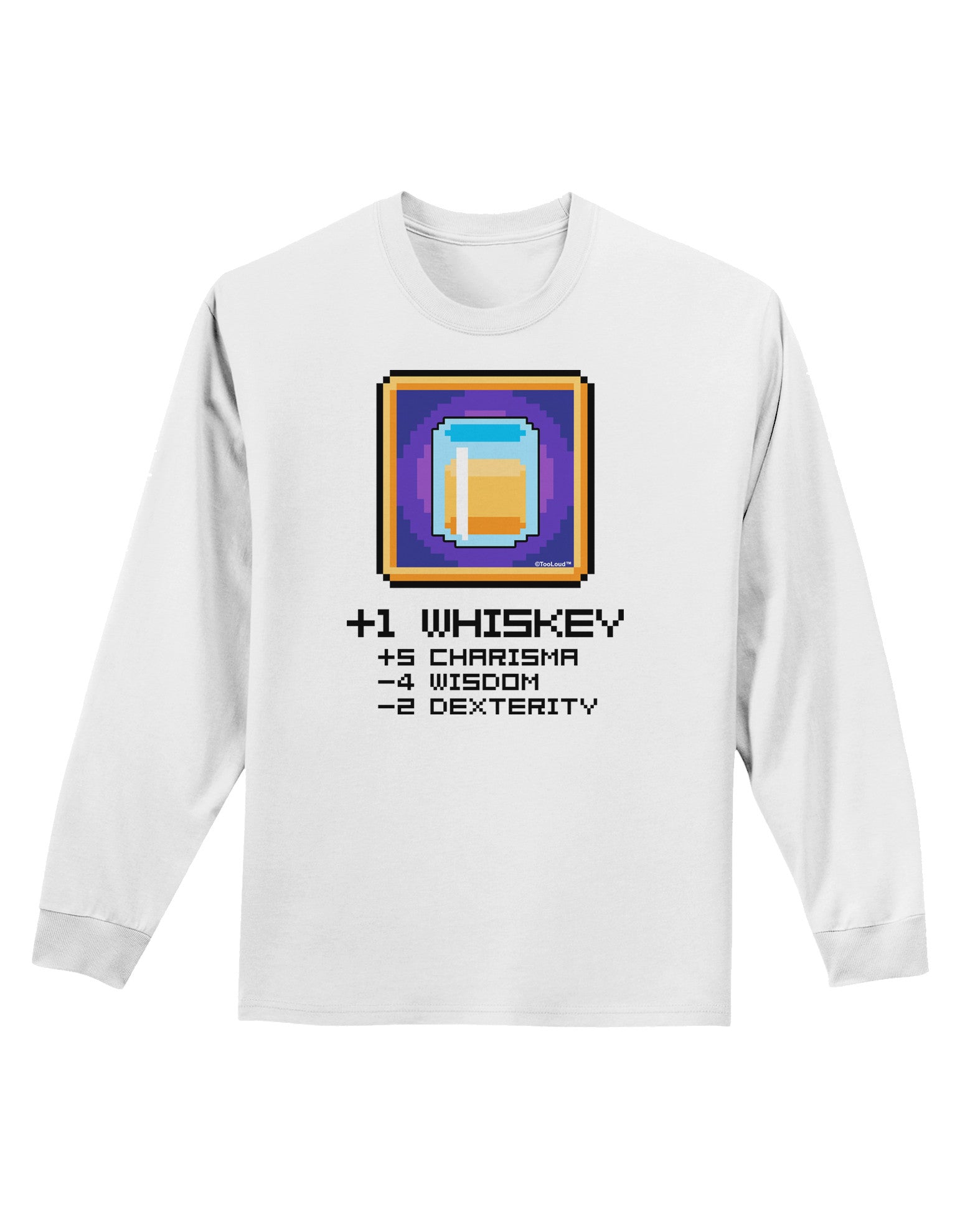 Pixel Whiskey Item Adult Long Sleeve Shirt-Long Sleeve Shirt-TooLoud-White-Small-Davson Sales