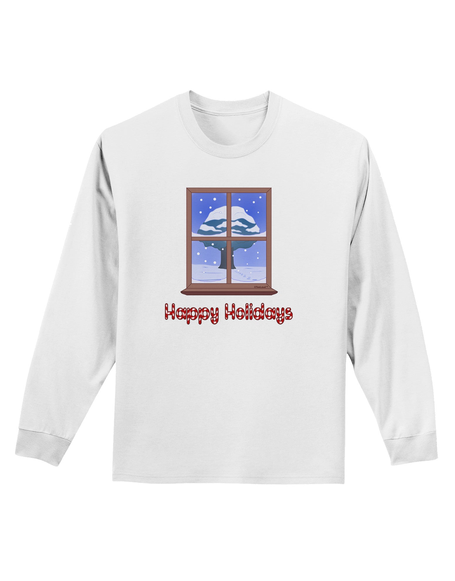 Frosty Window - Happy Holidays Adult Long Sleeve Shirt-Long Sleeve Shirt-TooLoud-White-Small-Davson Sales