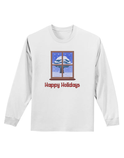 Frosty Window - Happy Holidays Adult Long Sleeve Shirt-Long Sleeve Shirt-TooLoud-White-Small-Davson Sales