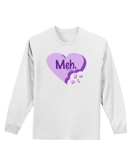 Meh Candy Heart Purple - Valentines Day Adult Long Sleeve Shirt by TooLoud-Long Sleeve Shirt-TooLoud-White-Small-Davson Sales