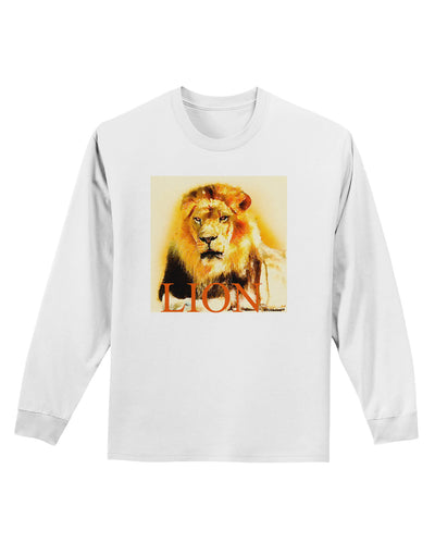 Lion Watercolor 4 Text Adult Long Sleeve Shirt-Long Sleeve Shirt-TooLoud-White-Small-Davson Sales