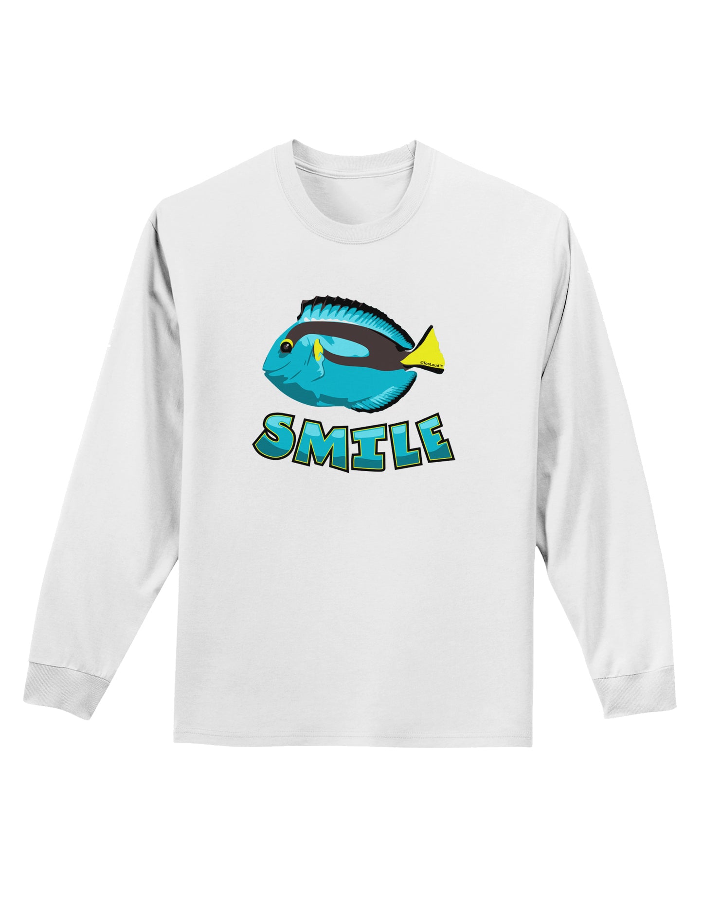 Blue Tang Fish - Smile Adult Long Sleeve Shirt-Long Sleeve Shirt-TooLoud-White-Small-Davson Sales