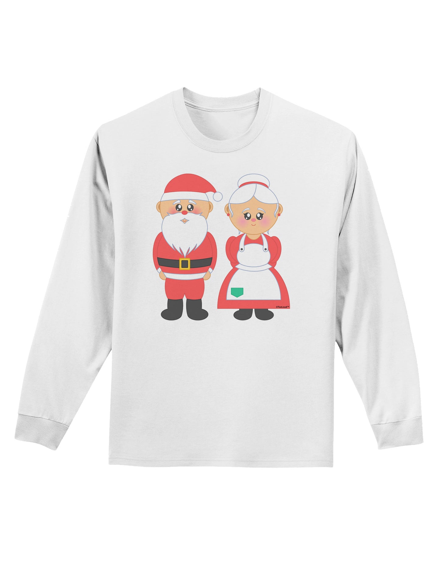 Cute Mr and Mrs Santa Claus Couple Christmas Adult Long Sleeve Shirt-Long Sleeve Shirt-TooLoud-White-Small-Davson Sales
