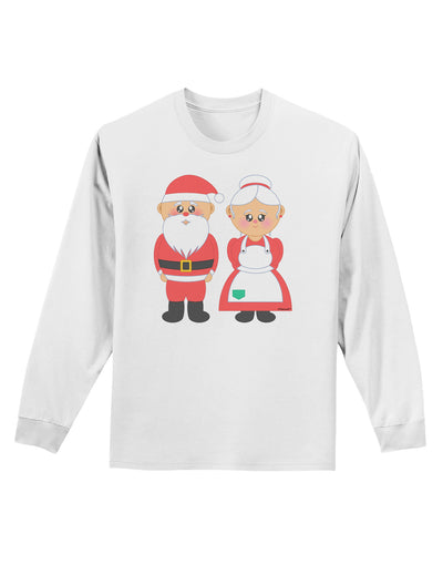 Cute Mr and Mrs Santa Claus Couple Christmas Adult Long Sleeve Shirt-Long Sleeve Shirt-TooLoud-White-Small-Davson Sales