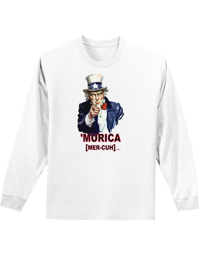 Uncle Sam Merica Adult Long Sleeve Shirt-Long Sleeve Shirt-TooLoud-White-Small-Davson Sales