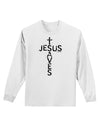 Jesus Saves - Cross Shape Design Adult Long Sleeve Shirt by TooLoud-Long Sleeve Shirt-TooLoud-White-Small-Davson Sales