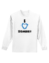 I Heart Zombies - Bloody Heart Blue Adult Long Sleeve Shirt-Long Sleeve Shirt-TooLoud-White-Small-Davson Sales