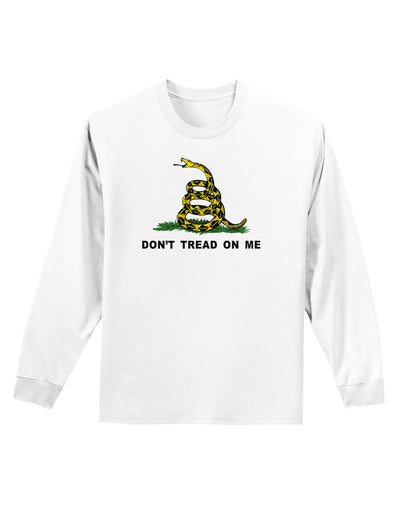 Don't Tread On Me Gadsden Flag Rattlesnake Adult Long Sleeve Shirt-Long Sleeve Shirt-TooLoud-White-Small-Davson Sales