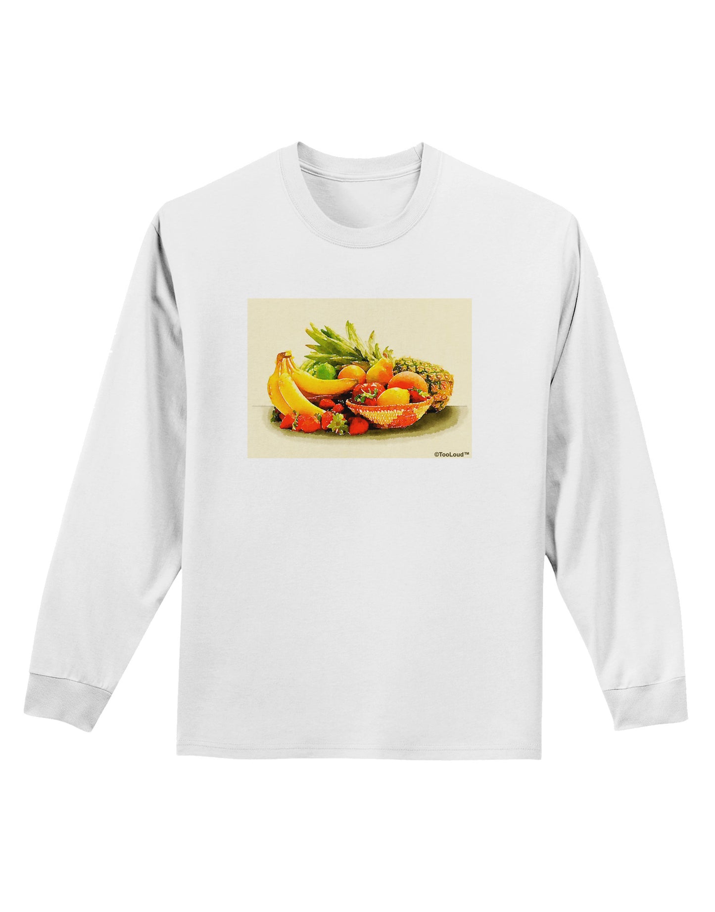 Watercolor Fruit Bowl 2 Adult Long Sleeve Shirt-Long Sleeve Shirt-TooLoud-White-Small-Davson Sales