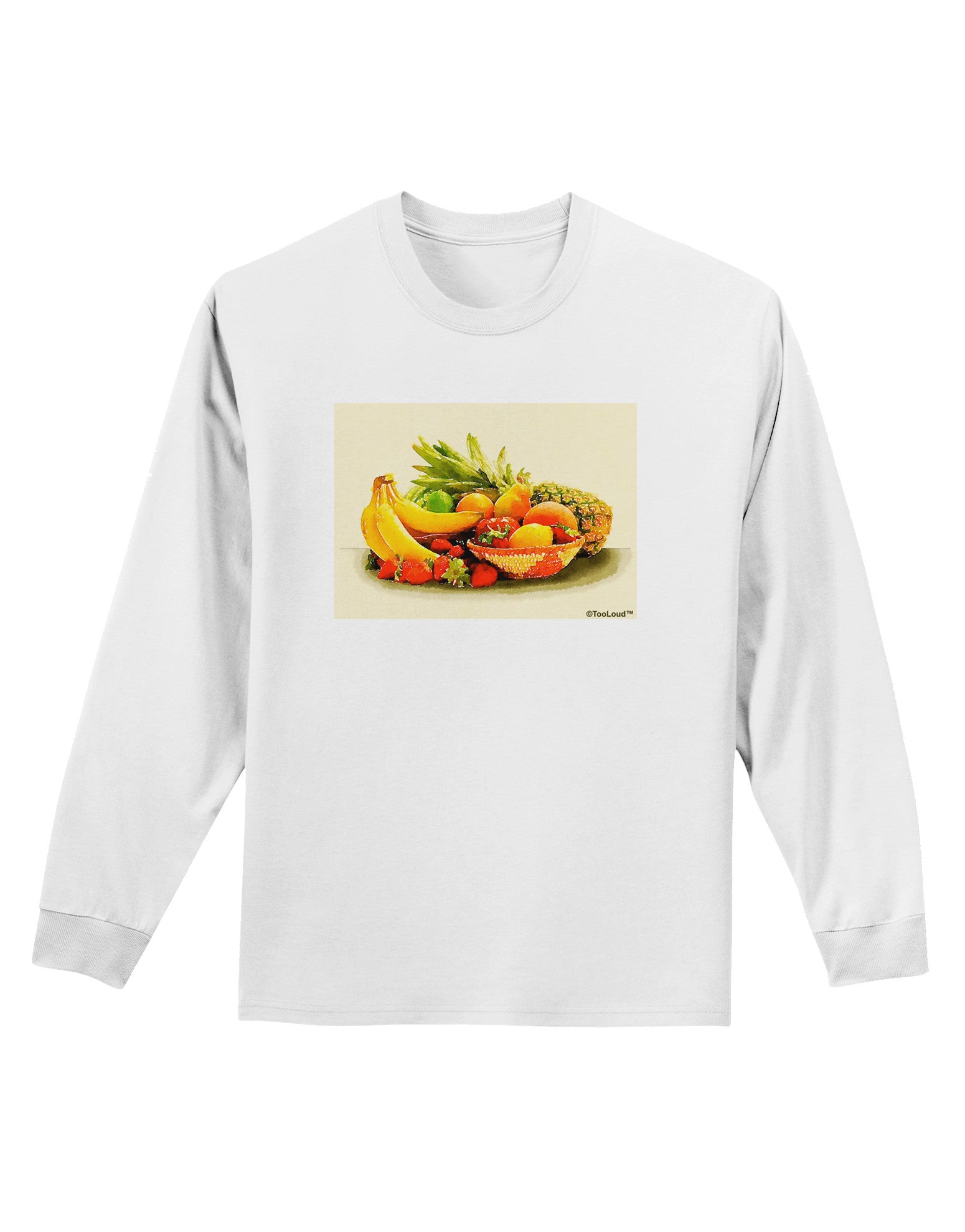 Watercolor Fruit Bowl 2 Adult Long Sleeve Shirt-Long Sleeve Shirt-TooLoud-White-Small-Davson Sales