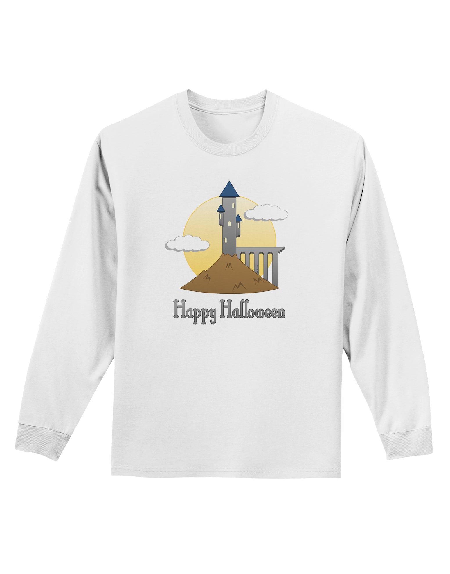 Moonlit Wizard Tower - Happy Halloween Adult Long Sleeve Shirt-Long Sleeve Shirt-TooLoud-White-Small-Davson Sales