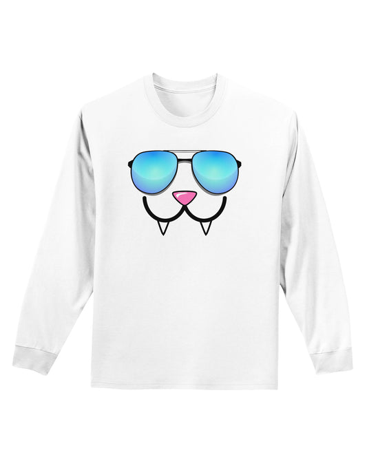Kyu-T Face - Fangs Cool Sunglasses Adult Long Sleeve Shirt-Long Sleeve Shirt-TooLoud-White-Small-Davson Sales