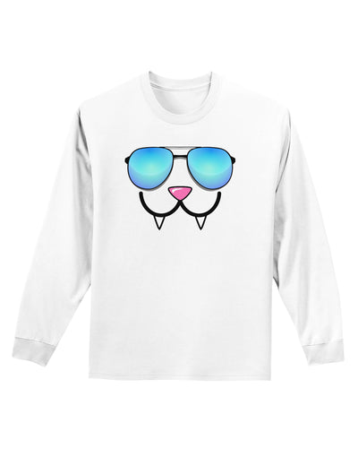 Kyu-T Face - Fangs Cool Sunglasses Adult Long Sleeve Shirt-Long Sleeve Shirt-TooLoud-White-Small-Davson Sales