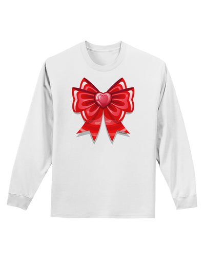 Valentine's Day Heart Bow Adult Long Sleeve Shirt-Long Sleeve Shirt-TooLoud-White-Small-Davson Sales