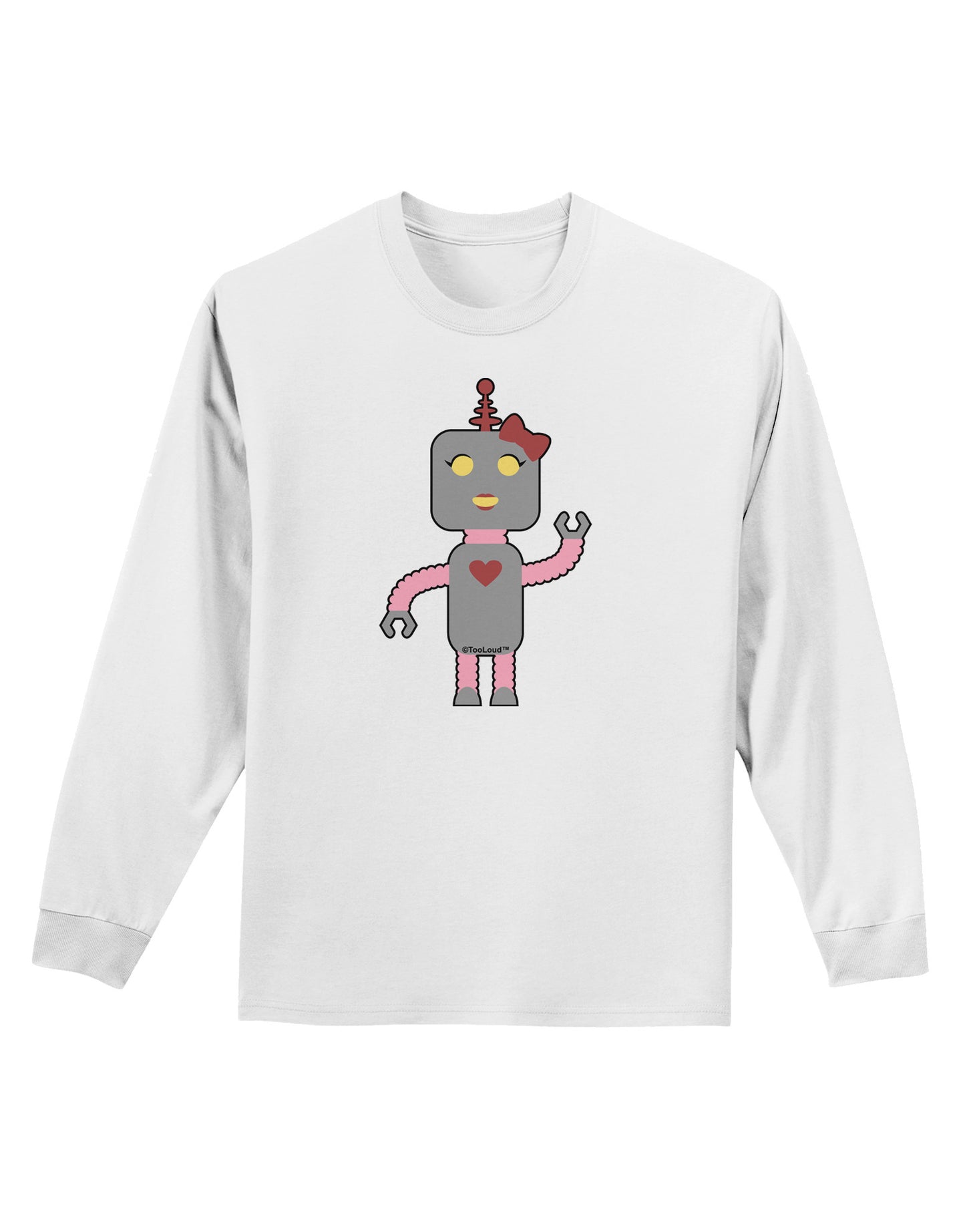 Cute Robot Female Adult Long Sleeve Shirt-Long Sleeve Shirt-TooLoud-White-Small-Davson Sales