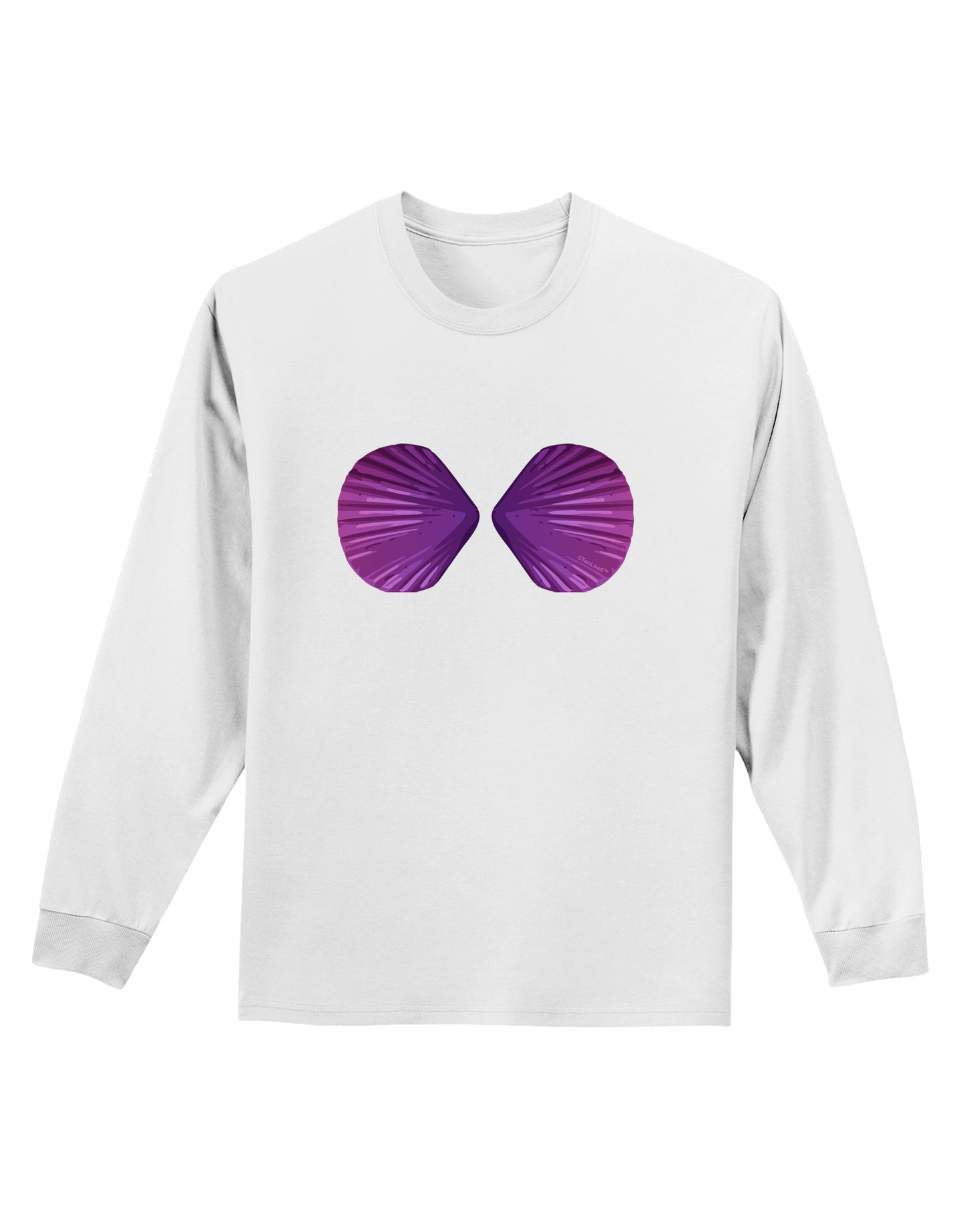 Mermaid Shell Bra Purple Adult Long Sleeve Shirt by TooLoud-Long Sleeve Shirt-TooLoud-White-Small-Davson Sales