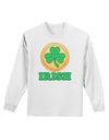 Shamrock Button - Irish Adult Long Sleeve Shirt by TooLoud-Long Sleeve Shirt-TooLoud-White-Small-Davson Sales