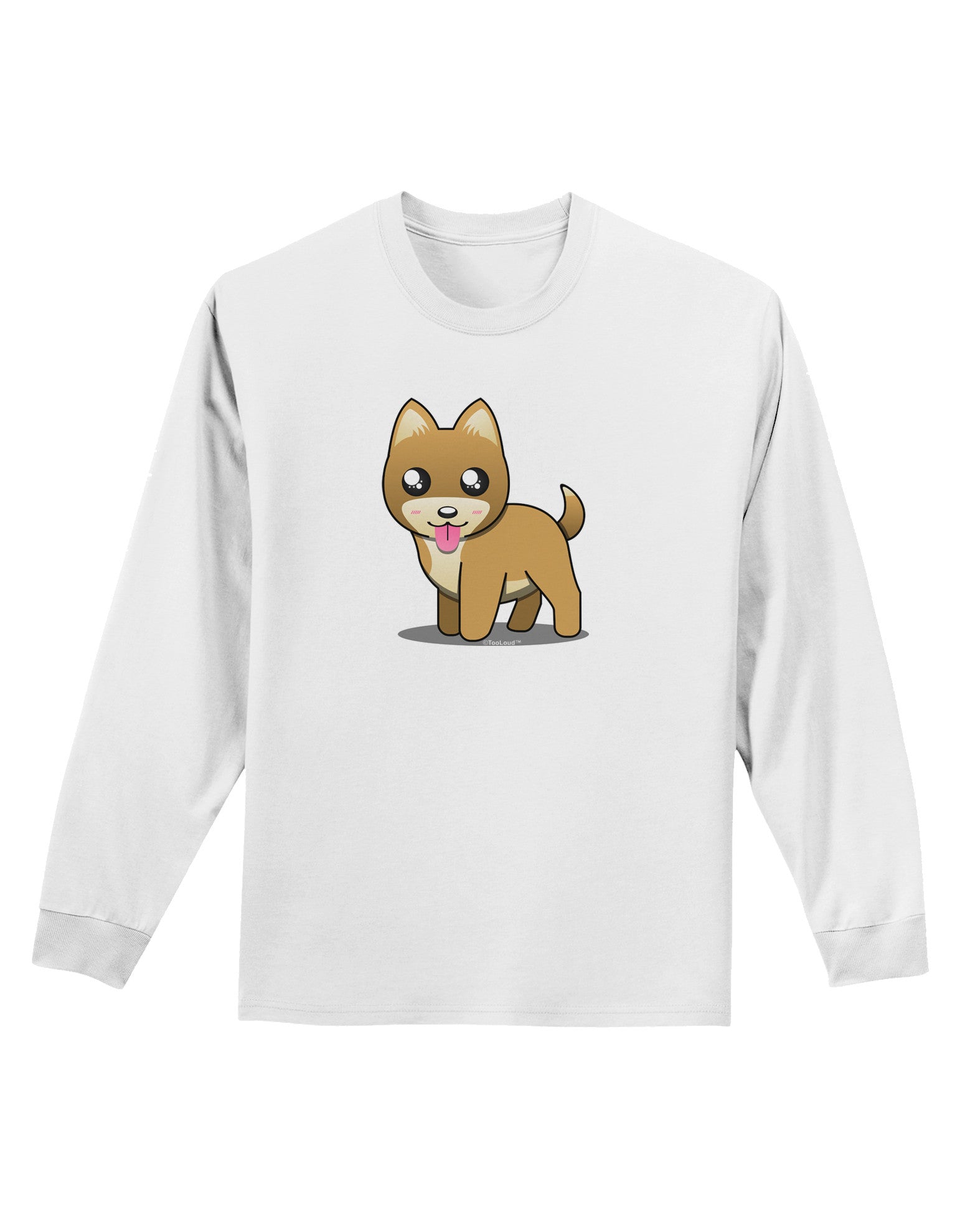 Kawaii Standing Puppy Adult Long Sleeve Shirt-Long Sleeve Shirt-TooLoud-White-Small-Davson Sales