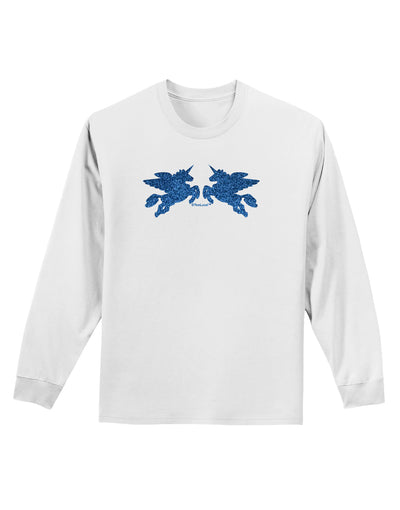 Unicorn Pegasus Blue Glitter Adult Long Sleeve Shirt by TooLoud-Long Sleeve Shirt-TooLoud-White-Small-Davson Sales