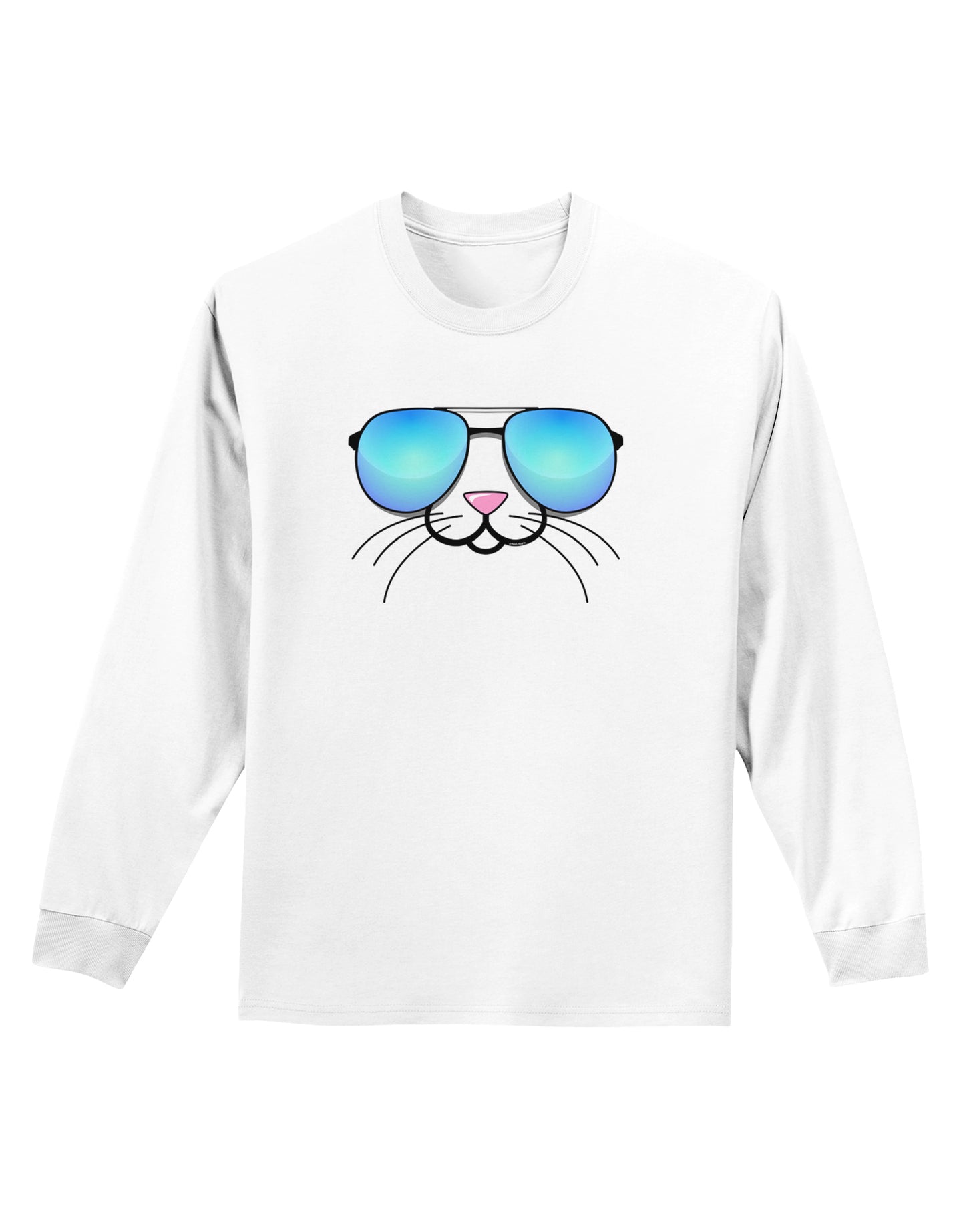 Kyu-T Face - Tiny Cool Sunglasses Adult Long Sleeve Shirt-Long Sleeve Shirt-TooLoud-White-Small-Davson Sales