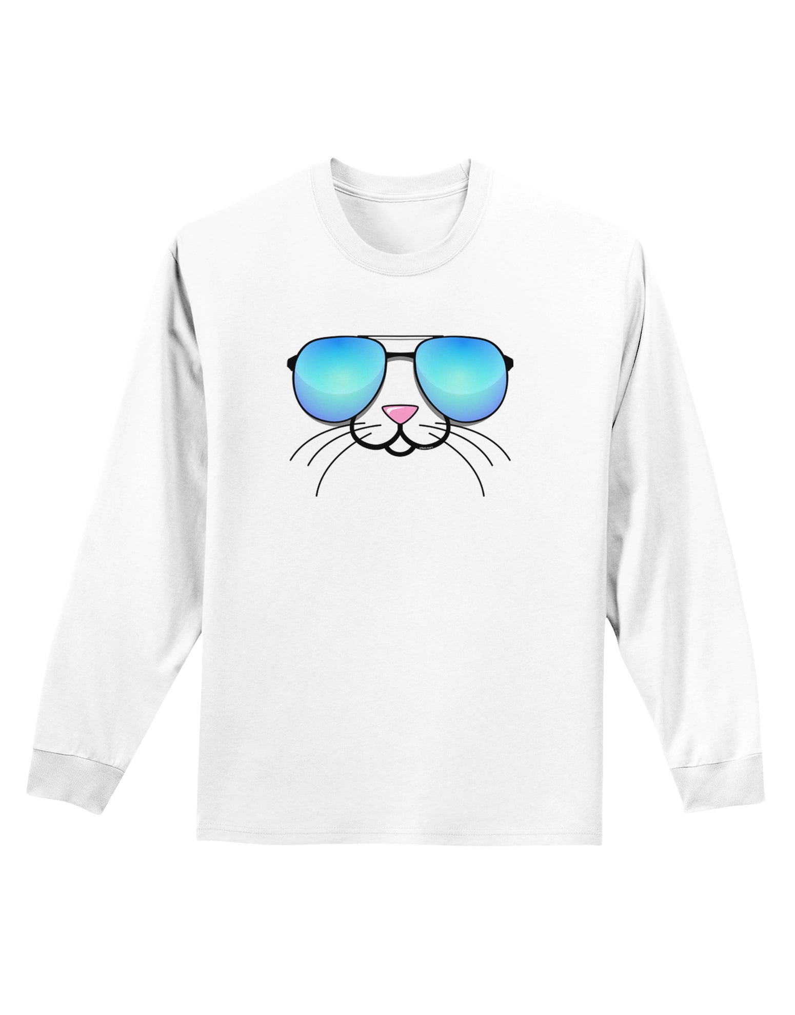 Kyu-T Face - Tiny Cool Sunglasses Adult Long Sleeve Shirt-Long Sleeve Shirt-TooLoud-White-Small-Davson Sales