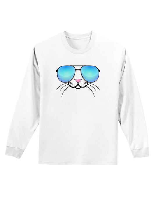 Kyu-T Face - Tiny Cool Sunglasses Adult Long Sleeve Shirt-Long Sleeve Shirt-TooLoud-White-Small-Davson Sales