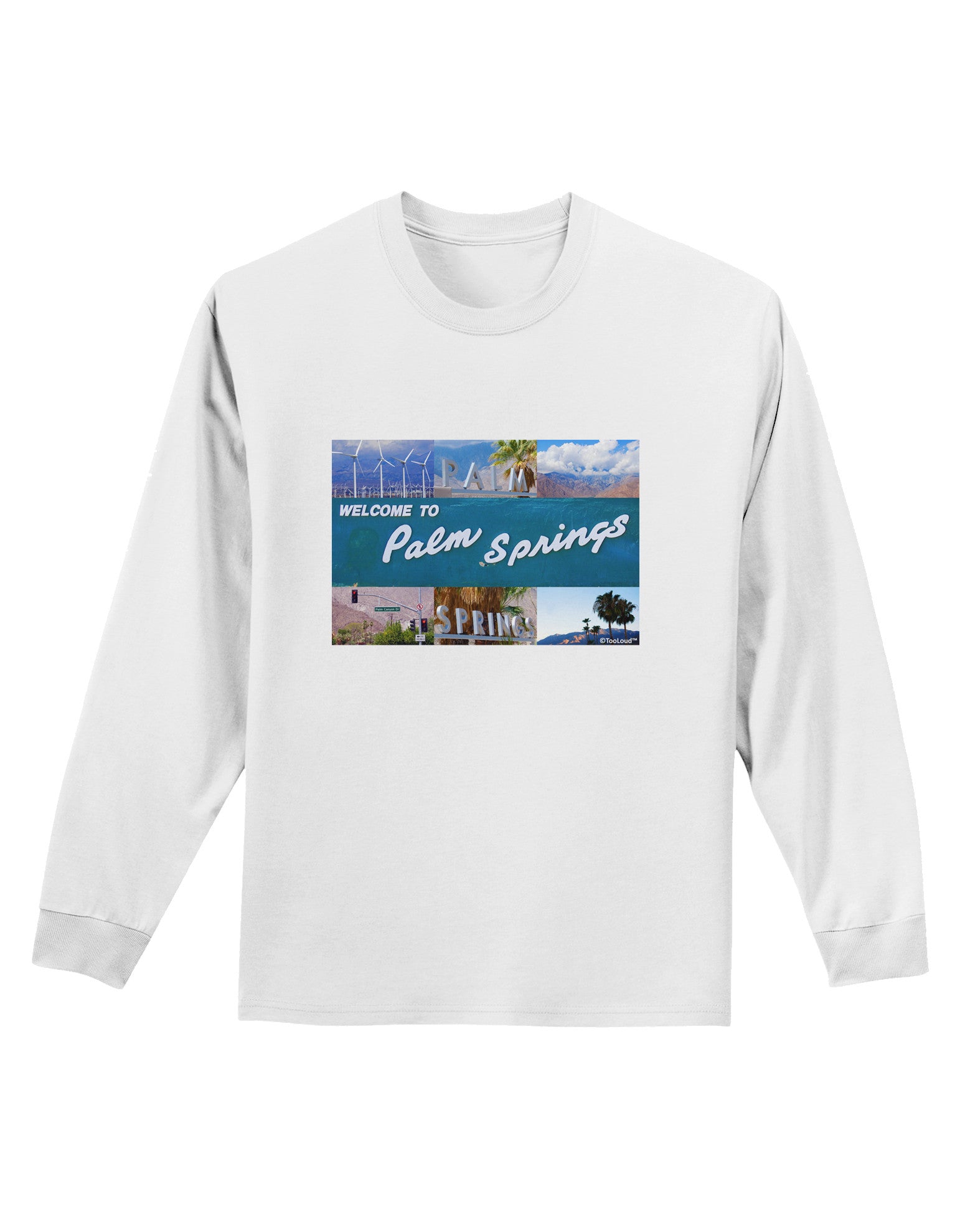 Welcome to Palm Springs Collage Adult Long Sleeve Shirt-Long Sleeve Shirt-TooLoud-White-Small-Davson Sales