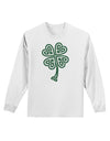 Celtic Knot 4 Leaf Clover St Patricks Adult Long Sleeve Shirt-Long Sleeve Shirt-TooLoud-White-Small-Davson Sales